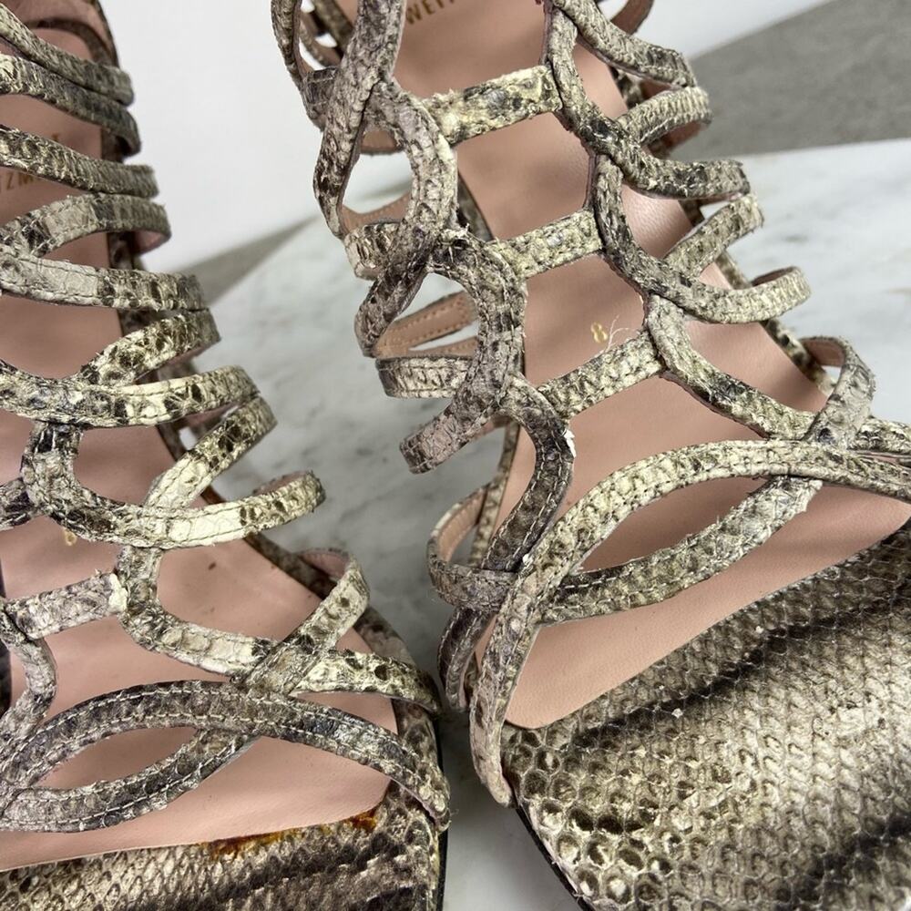 Stuart Weitzman Snakeskin Python Print Heels Cage… - image 6